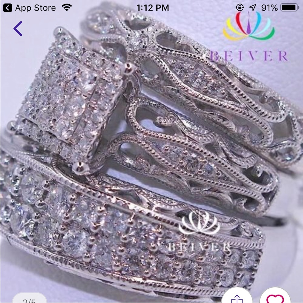 3 ring set Bieber Luxury Princess Cut AAA CZ